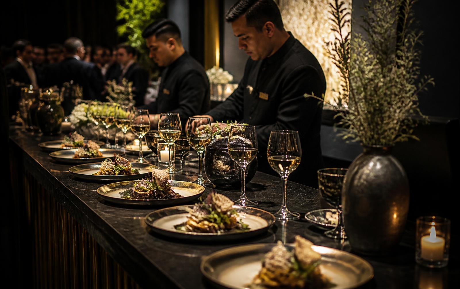 Servicio gastronómico de ODEION Hospitality preparado para una experiencia corporativa